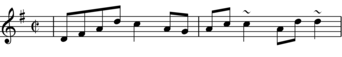 Transcription of first 2 bars of Granny Quinn's