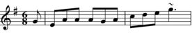 Transcription of first 2 bars of Sorrowful Shilling