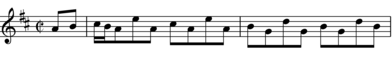 Transcription of first 2 bars of Sheeren's Reel