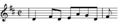 Transcription of first 2 bars of Shooglenifty Hornpipe