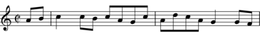 Transcription of first 2 bars of Bogy Reel