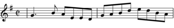 Transcription of first 2 bars of Maggie on the Shore